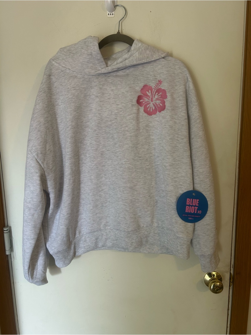 NWT Blue Riot Large  Pink Hibiscus Hoodie oversized
